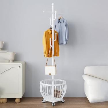 Imagem de Cabide para corredor, cabide de chão, quarto, cabide para roupas domésticas, cabideiro, vertical, simples, cabideiro, para sala de estar, suporte para chapéu (branco)