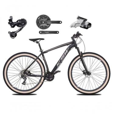 Imagem de Bicicleta Aro 29 Ksw Xlt Deore E Altus 27v Freio Hidráulico Garfo Trava Pneu Faixa Bege - Preto-prata Tam.21