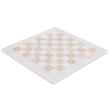 Imagem de SPESHSTONES Marble Chess Board 15 Inch Handmade White and Travertine Stone Luxury Board Games for Adults - Ideal Marble Chess Board for Gifts, Travel, Tabletop Play & Home Decor