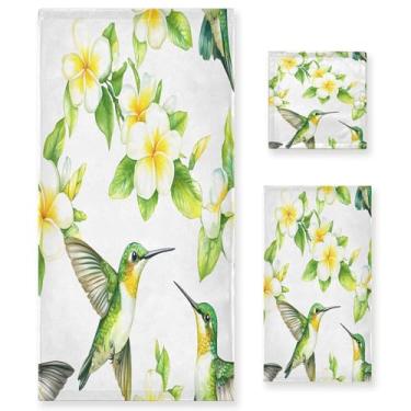 Imagem de xigua Conjunto de toalhas de banheiro beija-flores aquarela absorvente macio 3 peças toalha de banho toalha de mão toalhas decorativas para banheiro, academia, hotel, praia, piscina