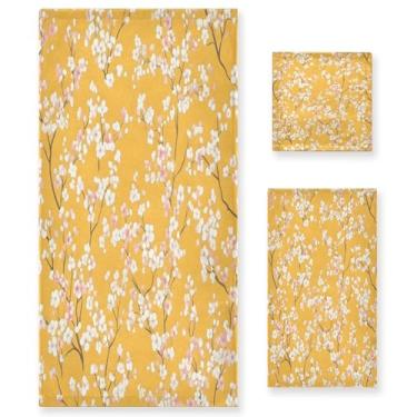 Imagem de xigua Conjunto de toalhas de banheiro floral absorvente macio 3 peças toalha de banho toalha de mão toalhas decorativas para banheiro, academia, hotel, praia, piscina
