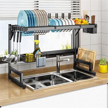 Imagem de Prateleira de armazenamento de cozinha acima da pia conjunto de rack de armazenamento de pratos temperos, utensílios de mesa, drenagem, acessórios organizadores de utensílios de cozinha (cor: A