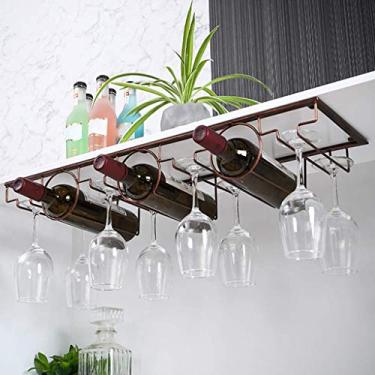 Imagem de Suporte de copo de vinho para cozinha organizador de restaurante sob armário suporte de copo de vinho pendurado na parede para armário de cozinha bar 70 × 22,5 cm B (70 × 22,5 cm B)