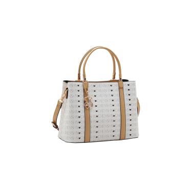 Imagem de Bolsa Feminina Chenson Cristal Monograma Coração - Alça de Mão - Bege 3485397