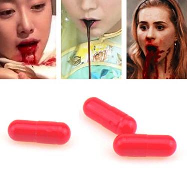 Imagem de Cápsulas de Sangue Falso Halloween Pílulas Plasma Acessórios Filme Brincadeira Terror Props Festival Conveniente Amido Comestível para Brincadeiras