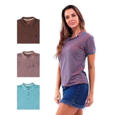 Imagem de Camisa Polo Feminina Manga Curta Piquet Dia a Dia Kit 4