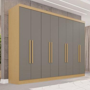 Imagem de Guarda-roupa Casal 8 Portas 4 Gavetas França Jequitibá/Granizo