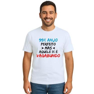 Imagem de Camiseta 99% Anjo 1% Vagabundo Estampa Personalizada - Use P4, Branco,