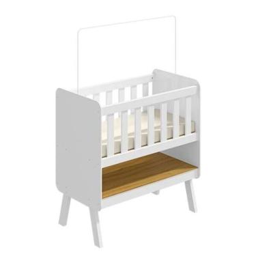 Imagem de Mini berço 3 em 1 guti com colchao branco/amendoa - moveis peroba