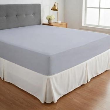 Imagem de Lençol Queen Avulso Com Elástico Liso Malha 100% Algodão Resistente Com Toque Macio Respirável Cozzilar (Cinza)