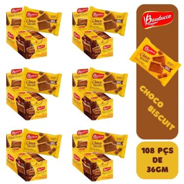 Imagem de 6 Caixas de Biscoito Choco Biscuit Chocolate Ao Leite Bauducco Display 18x36g