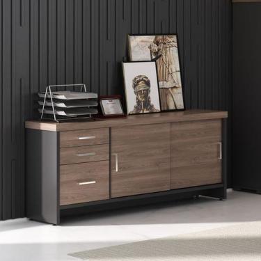 Imagem de Balcão tamburato com gavetas ii - charuto/preto 6114 - Artany