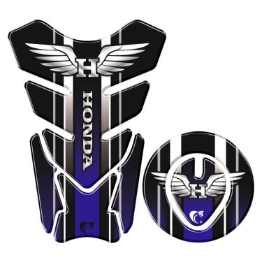 Imagem de Protetor Tanque E Bocal Adesivo Moto Honda Asa Até 2017 Azul Azul