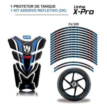 Imagem de Combo Protetor Adesivo Tanque E Aro Moto Haojue Dk 150 Azul Azul E Preto