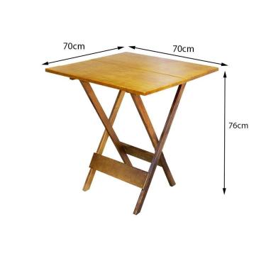 Imagem de Conjunto De Mesa Dobravel Com 2 Cadeiras De Madeira 70X70 Ideal Para Bar E Restaurante - Mel