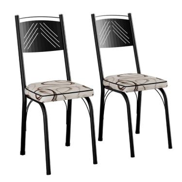 Imagem de Kit 2 Cadeiras Aço Carbono Estofado Tecido Sintético Espuma D13 Clara Cedro