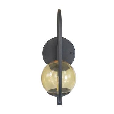 Imagem de Arandela Parede Online Preta Globo De Vidro Ambar