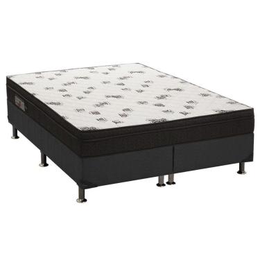 Imagem de Cama Box Queen: Colchão Espuma Ortobom D45 Light + Base Crc Suede Black(158x198)
