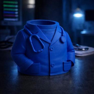 Imagem de Porta-Canetas Médico  Organizador em Formato de Jaleco - Tudona3d, Azu