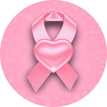 Imagem de Painel de Lona Redondo Outubro Rosa Coração - Fabrika De Festa, 150x15