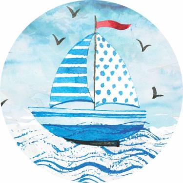 Imagem de Painel de Lona Redondo Barco Aquarela c/ Elástico - Fabrika De Festa, 