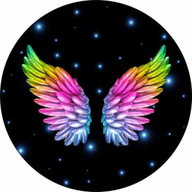 Imagem de Painel de Lona Redondo Asas Coloridas Luzes Azuis - Fabrika De Festa, 