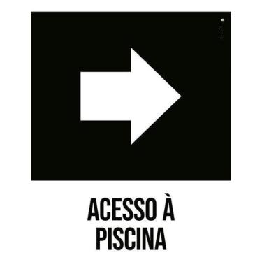 Imagem de Placa Acm Desenho Acesso Piscina Seta Direita 18X23 - Sinalizo