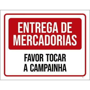 Imagem de Kit 10 Placa Entrega Mercadorias Tocar Campainha 27X35 - Sinalizo
