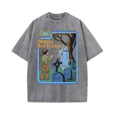 Imagem de Camiseta Unissex Oversized De Algodão Estilo Hip Hop Respirável Casual