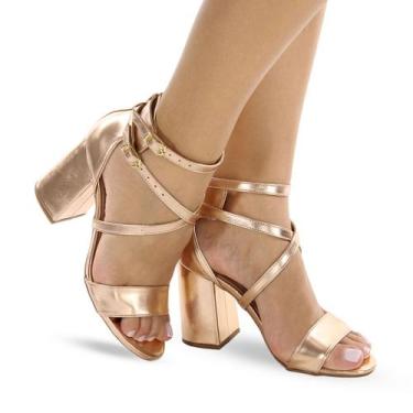 Imagem de Sandália Feminina Salto Grosso Tiras Trançadas Confort P96 - Modarpe, 