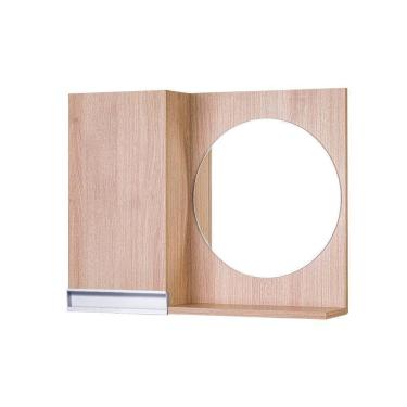 Imagem de Armário Banheiro com Espelho Redondo Carvalho com Puxador