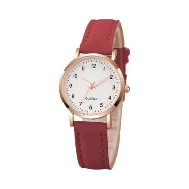 Imagem de Relógio de quartzo árabe feminino, pulseira de couro, analógico, casua