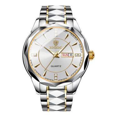 Imagem de Relógio masculino impermeável em aço de tungstênio, calendário de quartzo