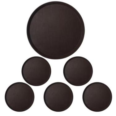 Imagem de Kit 6 Bandeja Redonda Antiderrapante Garçom Restaurante 40cm - Losan