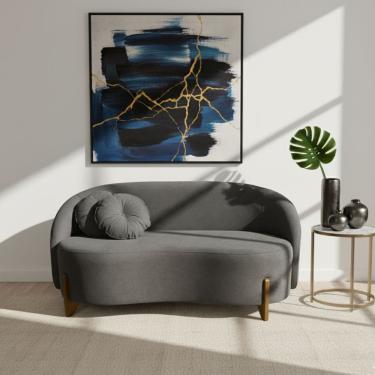 Imagem de Sofá Orgânico 2 Lugares C/2 Almofadas Curvo Sala Recepção Amsterdã Suede Cinza - Montanari`s Decor