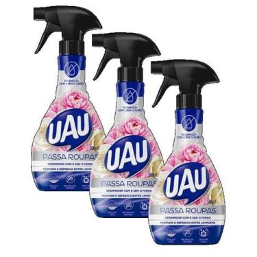 Imagem de kit 3 Uau Sem Passar Passa Roupas Perfumado 500ml