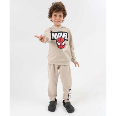 Imagem de Conjunto Infantil Moletom Homem Aranha Tam 4 a 10 Bege-47002 - Marvel,