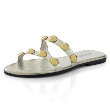 Imagem de Sandália Rasteirinha Feminina Flat Casual Flatform Rasteira Enfeite Metal-Feminino