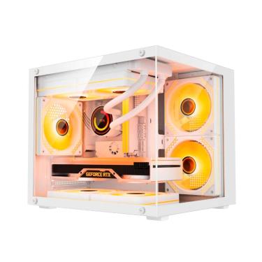 Imagem de Gabinete Gamer Duex Aquario, Mid-Tower, Lateral E Frontal De Vidro, Branco, 3X Fans Argb - Dxga325wh U Unica Unica