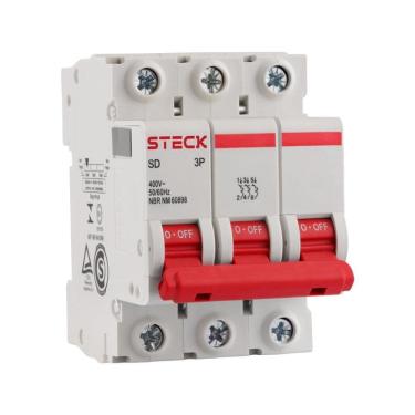 Imagem de Disjuntor Steck SDD6C25 - DIN 3P 25A Curva C 3kA Branco