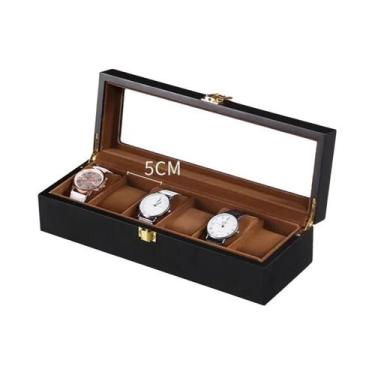 Imagem de Caixa Organizadora De Relógios De Madeira Com 1/2/3/5/6/10/12 Comparti