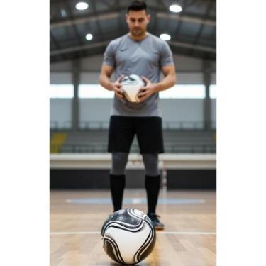 Imagem de 2x Bola Futsal 8 Gomos - Controle e Precisão  Branco/Preto - Congratul
