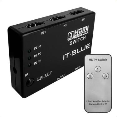Imagem de Adaptador HDMI 3 Portas Com Controle Remoto Para TV Monitor Projetor -