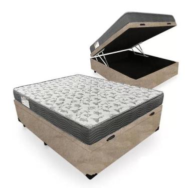 Imagem de Cama Box Baú Casal Suede + Colchão De Espuma D33 - Sereneprime - 138cm