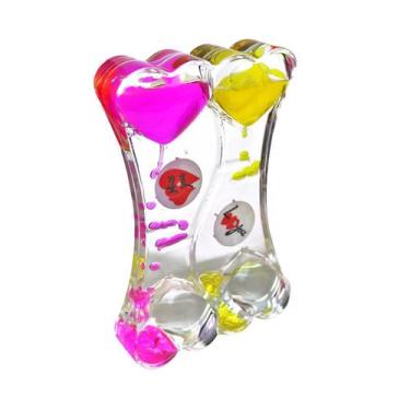 Imagem de Ampulheta de óleo liquido com temporizador coração duplo 14cm - Amigol