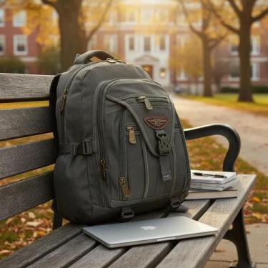 Imagem de Mochila Reforçada Lona Escolar Durável Notebook - Sami, Verde Mosgu
