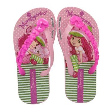 Imagem de Chinelo Infantil Meninas Ipanema 27173 Moranguinho Sugar Rosa e Verde,