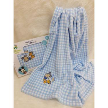 Imagem de Manta Cobertor Microfibra Bordada Jolitex Disney Bebe Mickey, Azul-cla