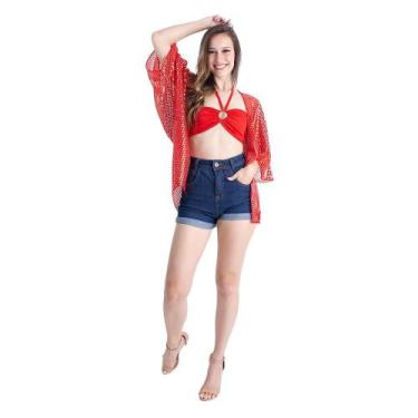 Imagem de Kimono Paetê Com Top Feminino Adulto de Carnaval - Fantasias Carol FSP