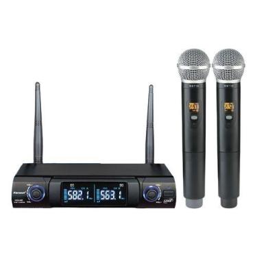 Imagem de Microfone Sem Fio Karsect Ks248dm Duplo Mão Uhf 96 Freq, Preto